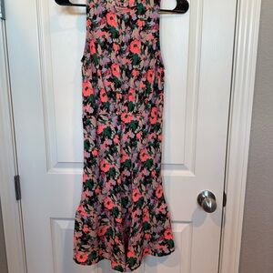 J. Crew Factory Strapless Dress - Coral and Forest Green Floral
